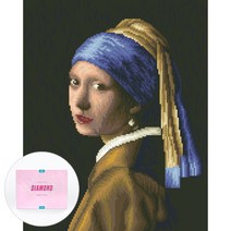디클레어 액자 캔버스형 보석십자수 DIY 키트 40 x 50 cm, 1세트, 진주귀걸이를 한 소녀