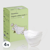 클린앤퓨어 오가닉 목화솜 마스크 새부리형 소형, 20개입, 4개, 화이트