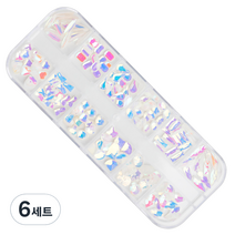로나우디 고급대용량 스톤 파츠 얼음 네일 오로라 A L02001, 6세트, 혼합색상