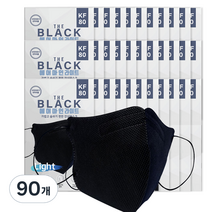 에어마인 더블랙 마스크 라이트 대형 KF80, 1개입, 90개, 검정색