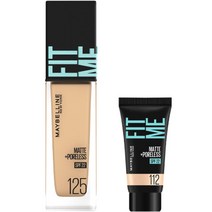 메이블린 핏미 파운데이션 레노 30ml + 미니파운데이션 5ml 세트, 125 누드 베이지(파운데이션), 112 내추럴 아이보리(미니파운데이션), 1세트