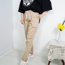 빅걸스토리 여성용 빅사이즈 밴딩 면 스판 데일리 캐주얼 긴바지 9809