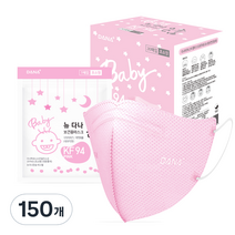 다나마스크 뉴다나온숨 다나하모니스타일 마스크 초소형 KF94, 연분홍색, 1개입, 150개