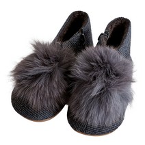 베이비잼 아동용 왕방울 플랫 털 구두