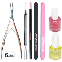 애니데코 셀프 네일 케어링세트 7종, 니퍼 + 스톤푸셔 + 메탈푸셔 + 큐티클오일 + 손톱강화제 + 네일파일 + 버퍼, 6세트