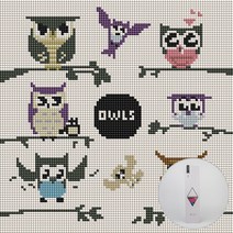 아트조이 DIY 보석 십자수 키트 25 x 25 cm, 부엉이 카페, 1개