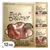 피지마켓 에스카도로시 국내산 수제 애견간식, 돼지귀슬라이스 맛, 50g, 12개입