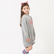 키즈레시피 아동용 스마일 입체자수 롱 맨투맨