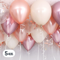 조이파티 천장풍선 컨페티 핑크샌드 세트, 혼합색상, 5세트
