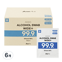 AWAS 알콜스왑 와이드 플러스 낱개포장형, 30개입, 6개