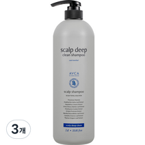 아브카 두피 딥 클린 대용량 쿨 멘솔 샴푸, 1000ml, 3개