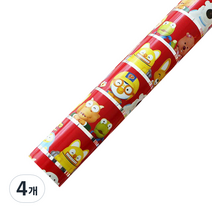 뽀로로 증착롤 포장지 대 53cm x 12m, 레드, 4개