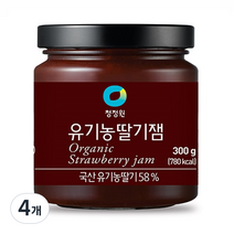 청정원 유기농 딸기잼, 300g, 4개