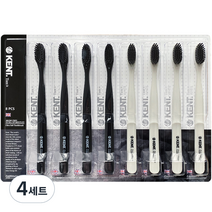 켄트 비장탄 초극세모 칫솔 탄 블랙 4p + 탄 화이트 4p 세트, 4세트