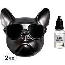 엠퓨처 차량용 불독 방향제 매트스페이스그레이 + 오일 15ml + 클립 3cm + 오일솜 세트, 블랙체리, 2세트
