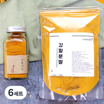 허브나래 강황 가루 유리병 80g + 지퍼팩 건강분말 300g, 6세트
