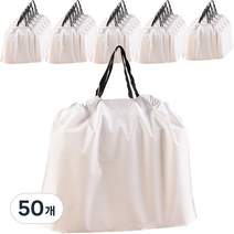 마켓감성 단색 손잡이 포켓 봉투, 화이트 + 블랙, 50개