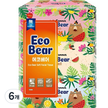 한국그랜드유니버셜트레이딩 헬로 에코베어 펄프 미용티슈 180매, 6개