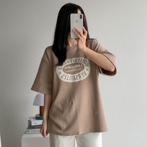 태리 여성용 프린트 코튼 루즈티