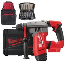 밀워키 충전 로터리 함마드릴 SDS PLUS 베어툴 M18 CHP-0X + 공구가방 TP-008 + 드라이버 비트 55종 세트, 1세트