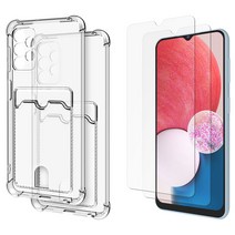 모란카노 업워드 투명 카드수납 휴대폰 케이스 2p + 플래쉬 액정 강화유리 2p 세트, 1세트