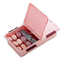 마이닝 뚜껑있는 플라스틱 속옷정리함 16칸 핑크, 1개