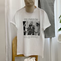 오키진 여성용 텔레비 프린팅 반팔 라운드 티셔츠