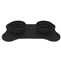 펫스츄리 반려동물 식기 실리콘 매트, 블랙, 1개
