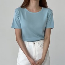 여성용 슬림핏 라운드 심플 니트