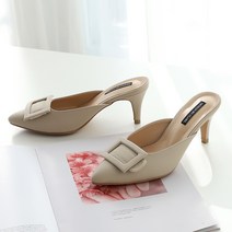 멜팅나인 여성용 스퀘어리본 뮬슬리퍼 SB가디언PU 8cm