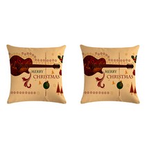 포근한 베이지톤의 홀리졸리 크리스마스 리빙홈 쿠션 커버 2p