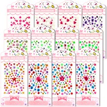 크리스탈 데코 스티커 12종 세트, 혼합색상, 1세트