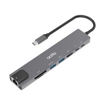 엑토 8in1 C타입 HDMI PD충전 랜포트 멀티허브 CRH-24, 그레이