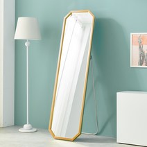 코코 와이드 팔각 전신거울 스탠딩 중, 골드