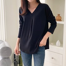 아이엠수 여성용 보아 브이넥 긴팔티셔츠