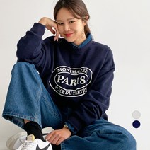 바블링브룩 여성용 라운드 레터링 루즈핏 맨투맨