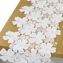 해피툴 플라잉 플라워 레이스 러너 매트, 화이트, 260 x 25 cm