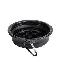 급체방지 접이식 컵 슬로우 강아지 식기 S, 블랙, 1개
