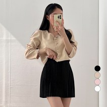 밀키버터 여성용 하트넥 퍼프 자켓 블라우스
