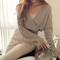 프롬미스 여성용 레이블 랩 니트