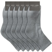 코지라벨 여성용 스포츠 메쉬 더블쿠션 중목 양말 6족, 그레이