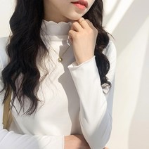 언헤브 여성용 프릴 넥 따뜻 티셔츠