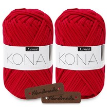 니뜨 코나실 65g 2p + 헨드메이드 가죽 라벨 2p, 318 레드, 1세트