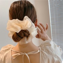 두발로 풍성한 펄 쉬폰 곱창 머리끈 스크런치