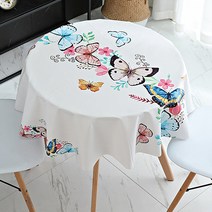 알럽홈 북유럽패턴 방수 테이블 보, 나비, 원형 140cm