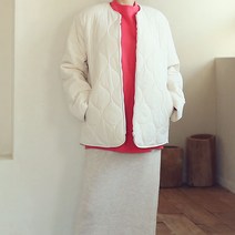 비나인 여성용 랴브 지퍼 누빔 점퍼