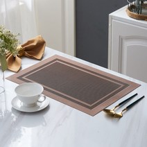 라온투유 북유럽 모던 테이블매트 4p, 11 더블 프레임 브라운, 300 x 450 mm