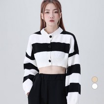 어썸어라운드 여성용 빅단가라 크롭 니트 가디건
