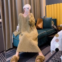 엘쏘 보들보들 페이크 퍼 롱 원피스