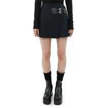 큐리티 C CHECKED BUCKLE WRAP SKIRT